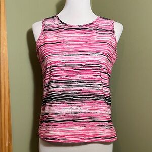 Kasper Pink and Black Striped Tank Top